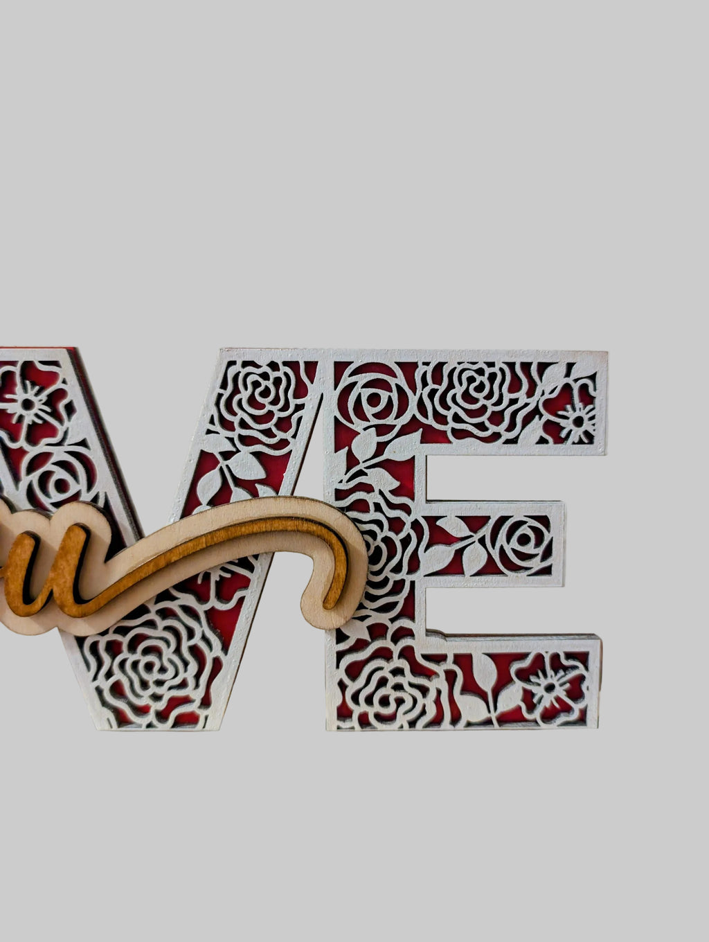 Love You Wooden Ornament | Handmade Laser Cut Wooden Decoration | Romantic Gift