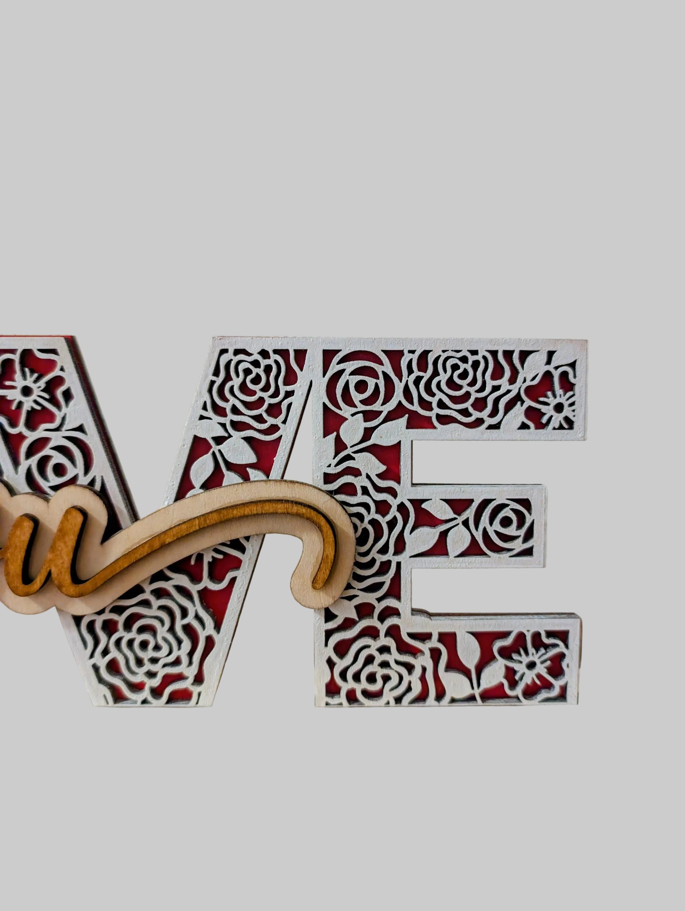 Love You Wooden Ornament | Handmade Laser Cut Wooden Decoration | Romantic Gift