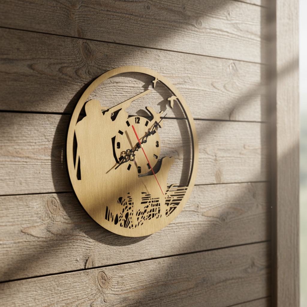 Wooden Hunting Wall Clock – Handmade & Laser Cut