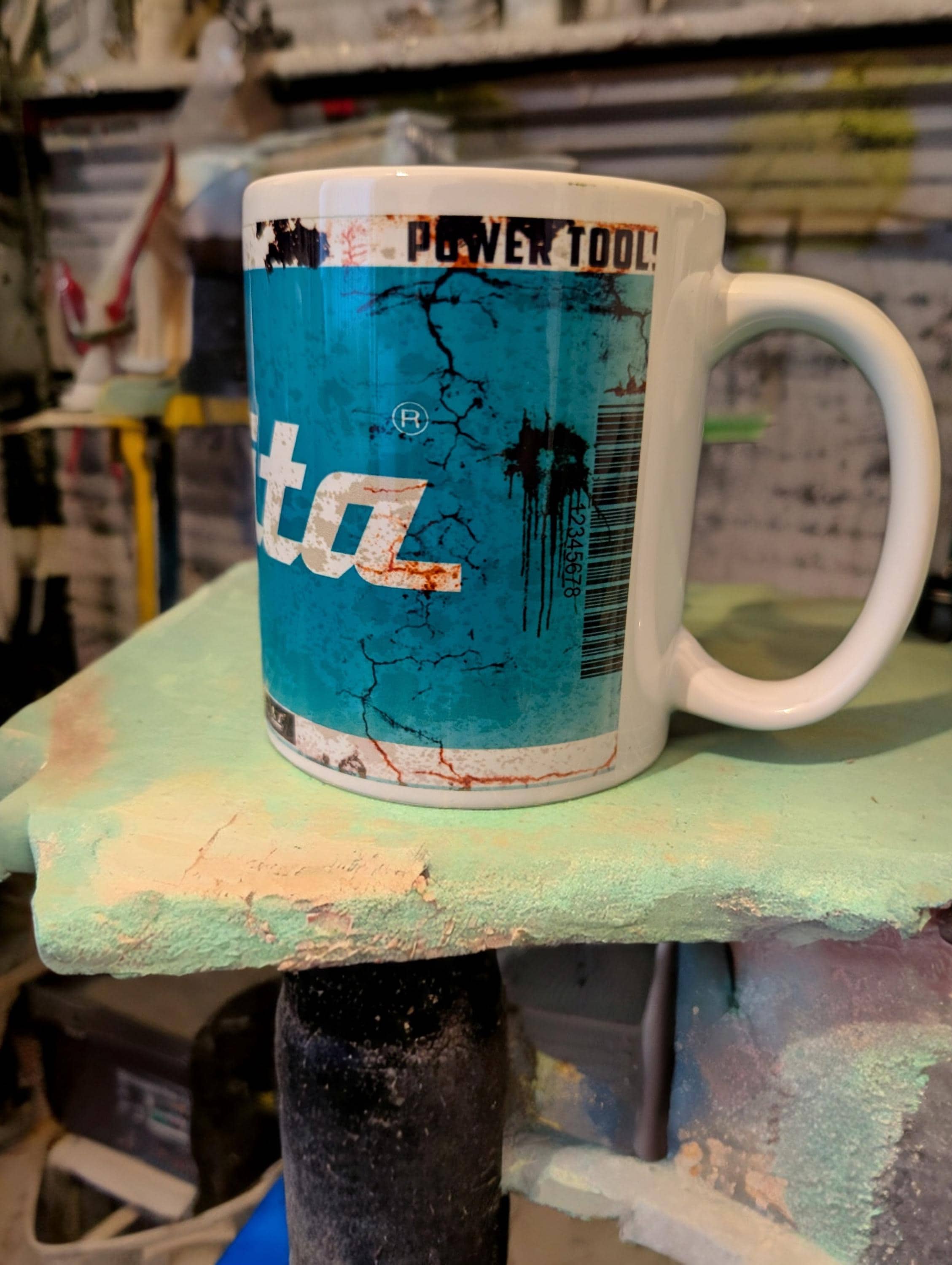 Makita Design Blue Printed 11oz Mug | Tool-Inspired Coffee Cup | Heat Pressed Ceramic Mug | Tradesman Gift