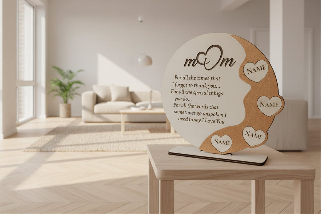 Mother’s Day Plaque – Handmade Laser Cut Wooden Plaque – Mum Gift from Children
