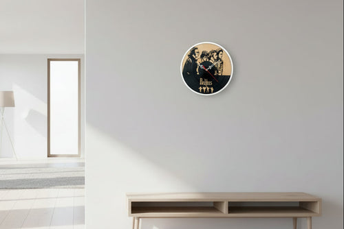 Beatles Inspired Wooden Wall Clock – Laser Cut Retro Music Decor