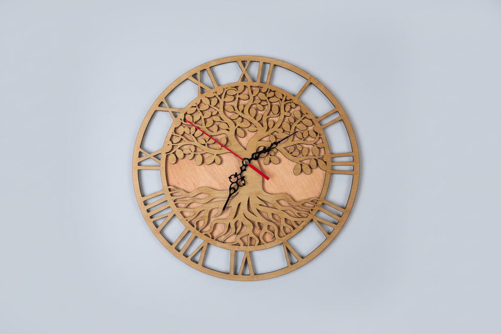 Laser Cut Tree of Life Wooden Clock | Silent, Handmade