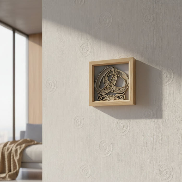 Laser Cut Wedding Ring Frame – Handmade Wooden Keepsake