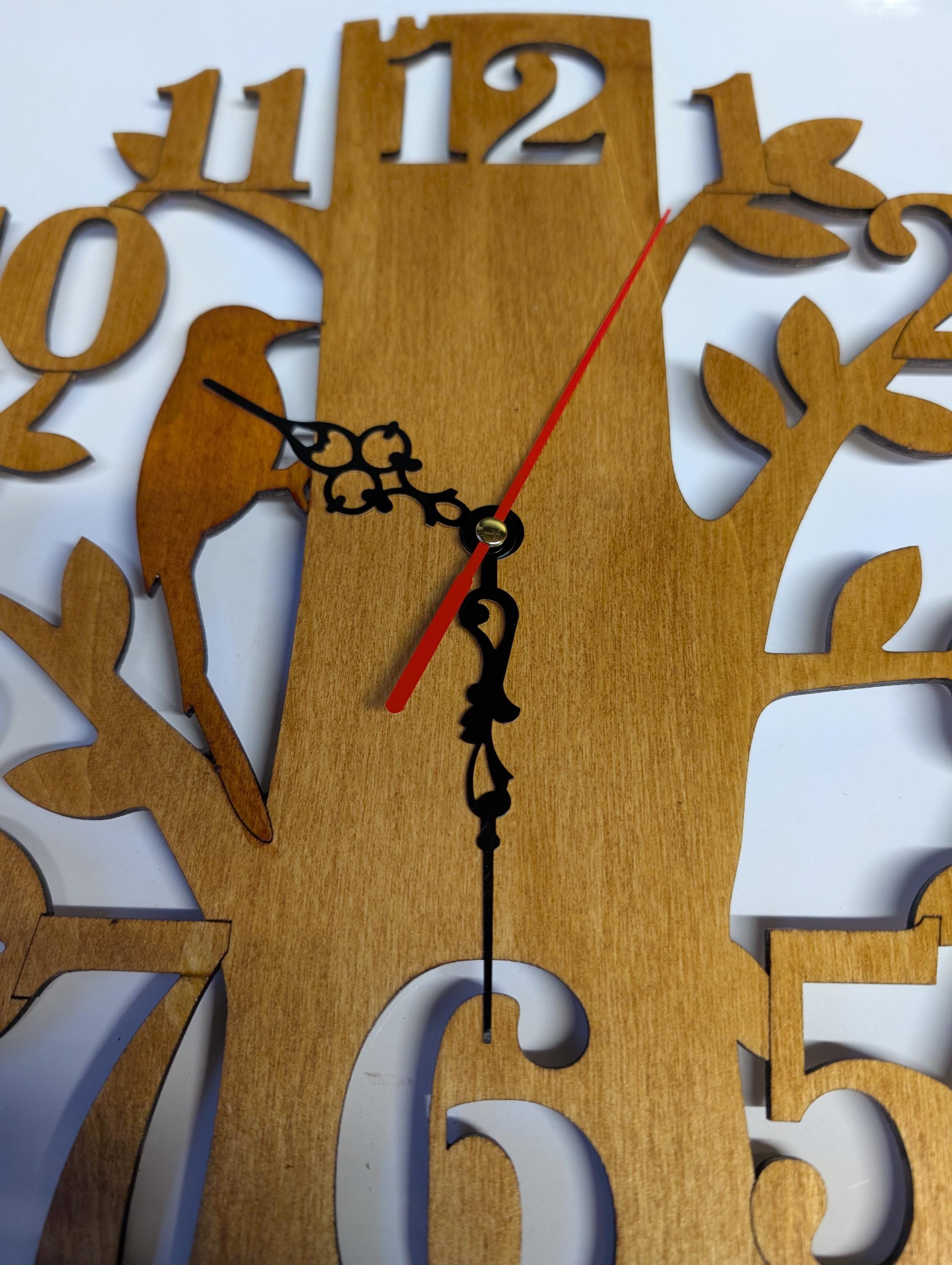 Wooden Bird Wall Clock – Handmade & Laser Cut