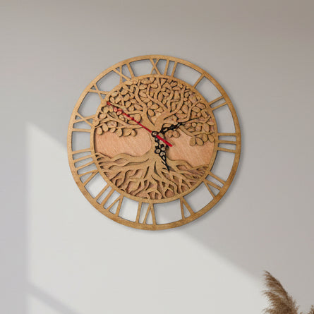 Laser Cut Tree of Life Wooden Clock | Silent, Handmade