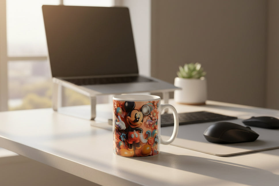 Mickey Mouse Design Printed 11oz Mug | Cartoon Coffee Cup | Heat Pressed Ceramic Mug | Disney Gift
