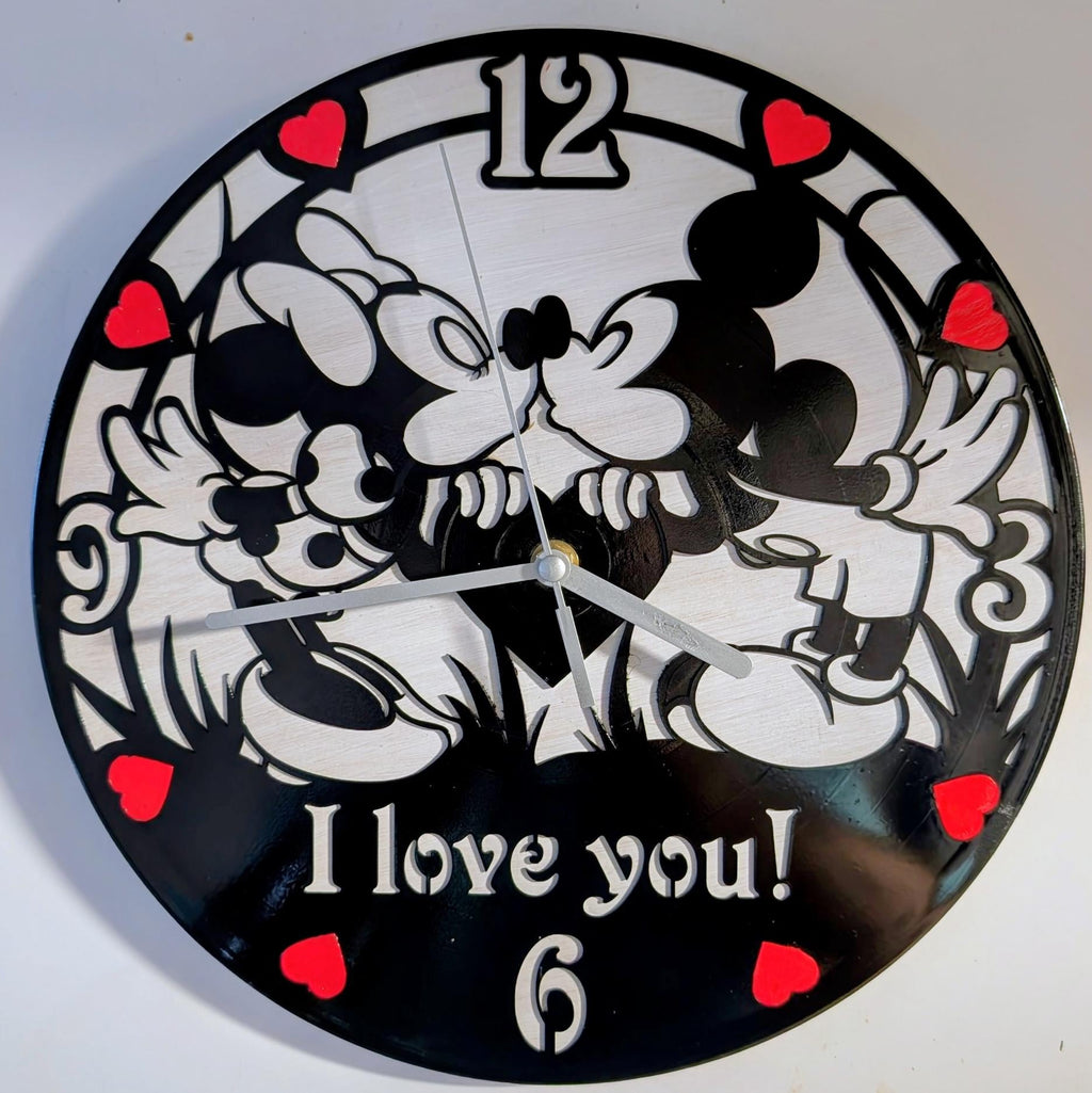 Mouse Couple Inspired Valentine Wall Clock | Handmade Wooden Laser Cut Clock | Romantic Gift