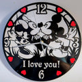 Mouse Couple Inspired Valentine Wall Clock | Handmade Wooden Laser Cut Clock | Romantic Gift
