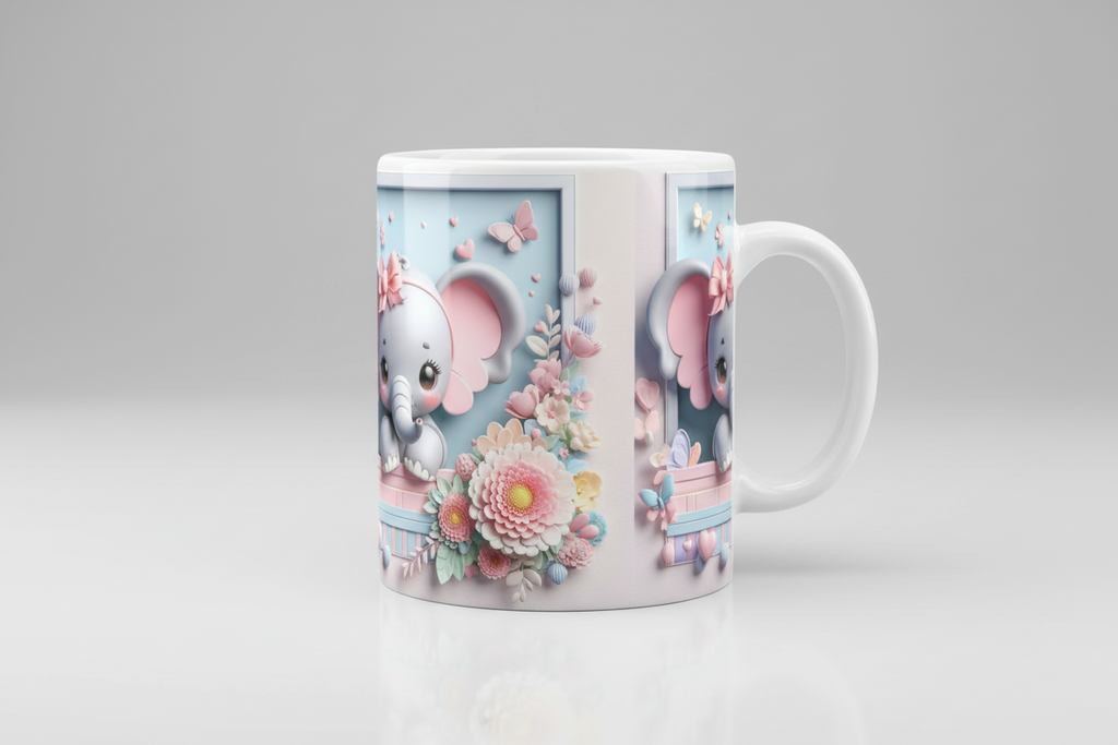 Kawaii Baby Elephant Printed 11oz Mug