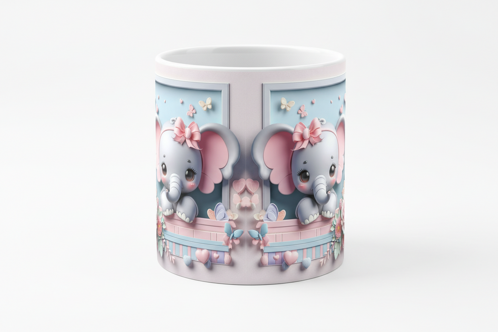 Kawaii Baby Elephant Printed 11oz Mug