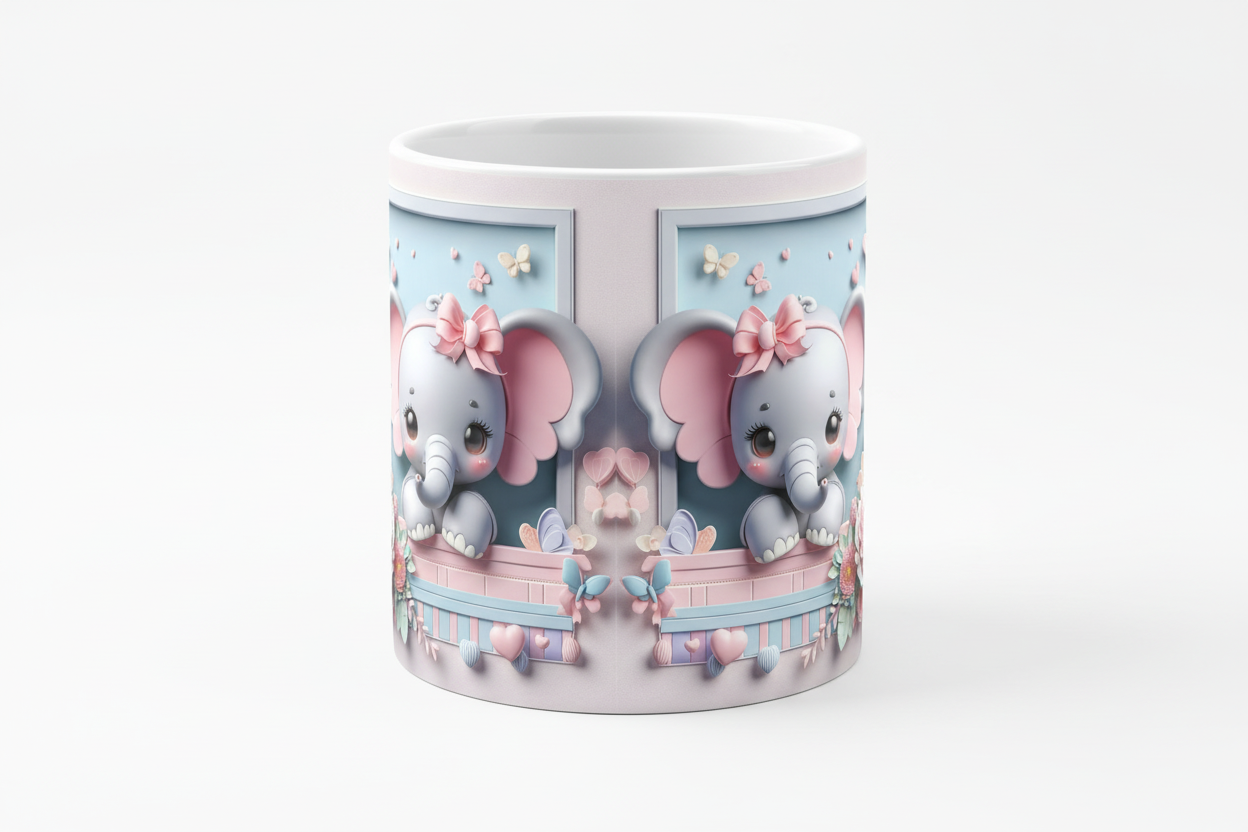 Kawaii Baby Elephant Printed 11oz Mug