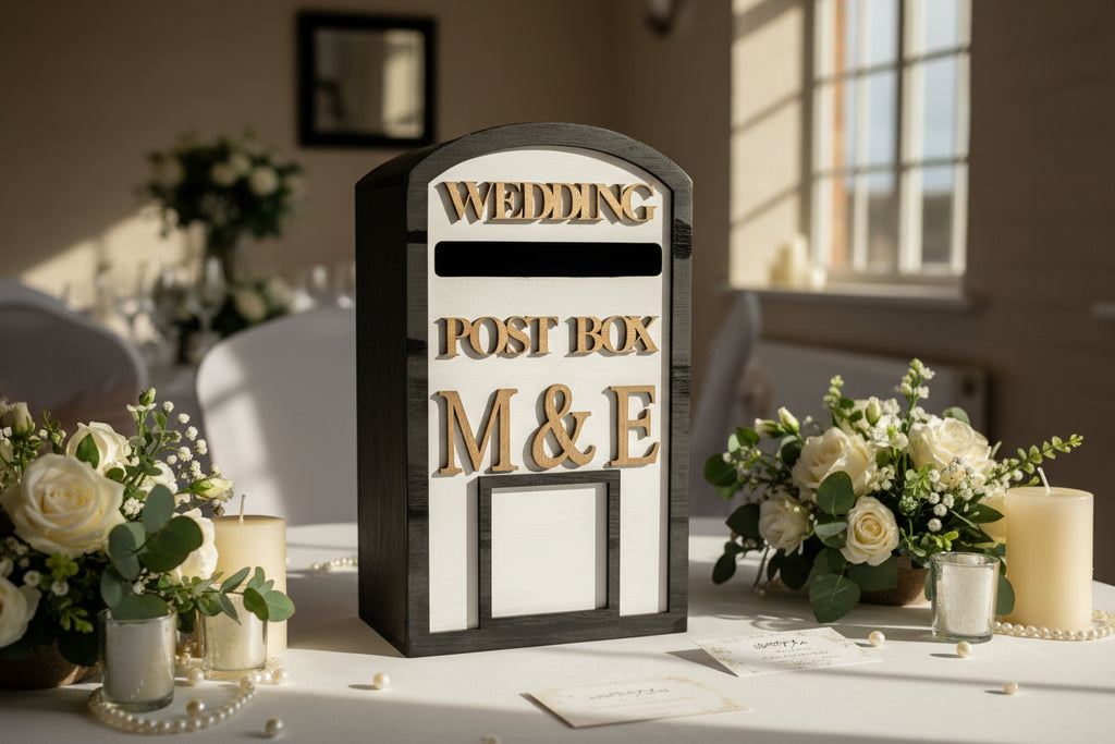 Personalized Wooden Wedding Card Post Box - Laser Cut Mr & Mrs Keepsake