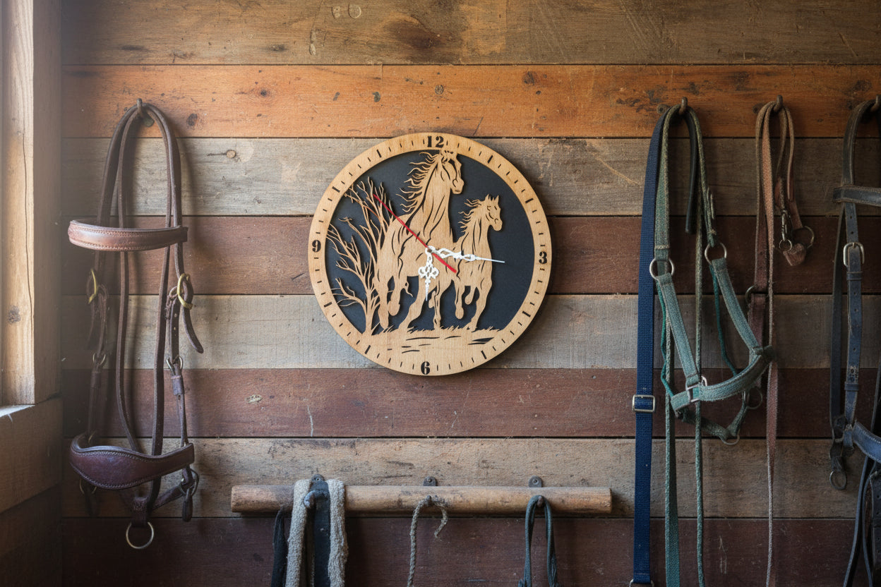 🐎 Horse Wall Clock – Handmade Wooden Design