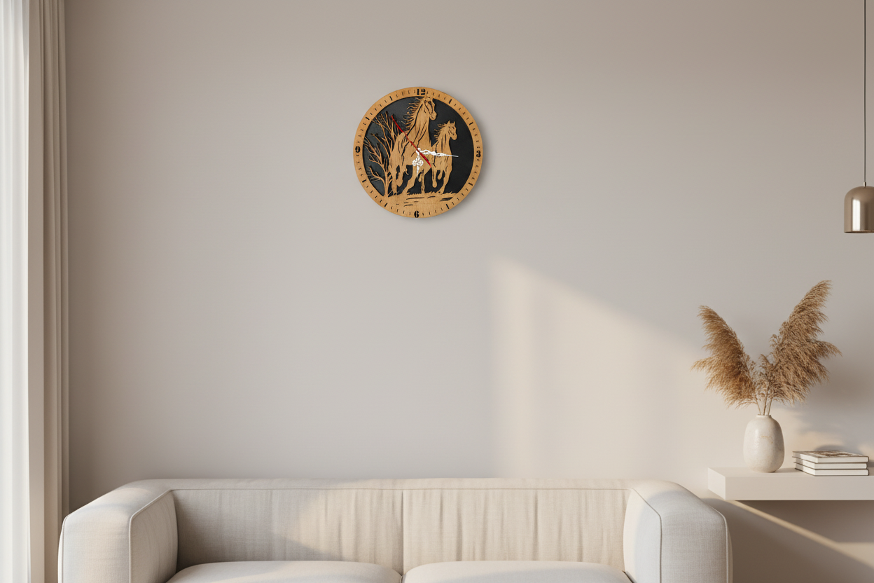 🐎 Horse Wall Clock – Handmade Wooden Design