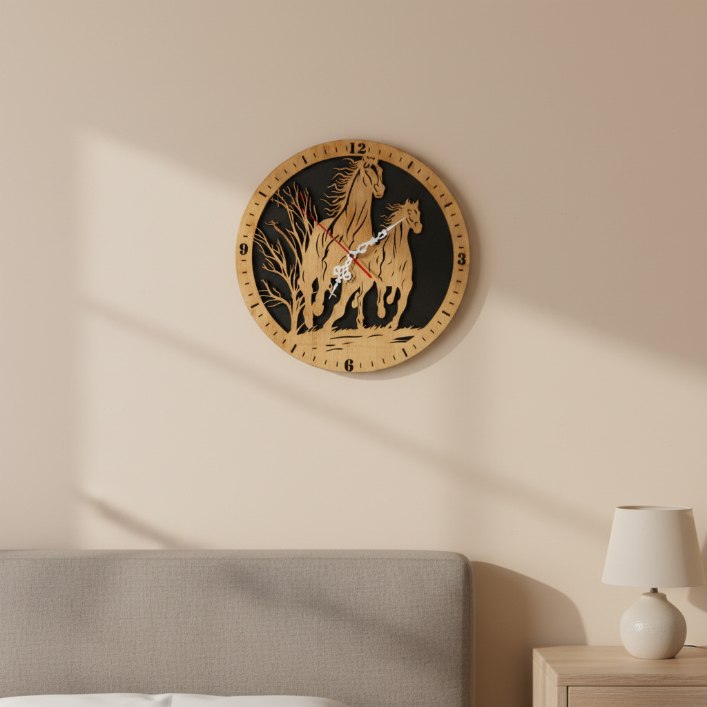 🐎 Horse Wall Clock – Handmade Wooden Design