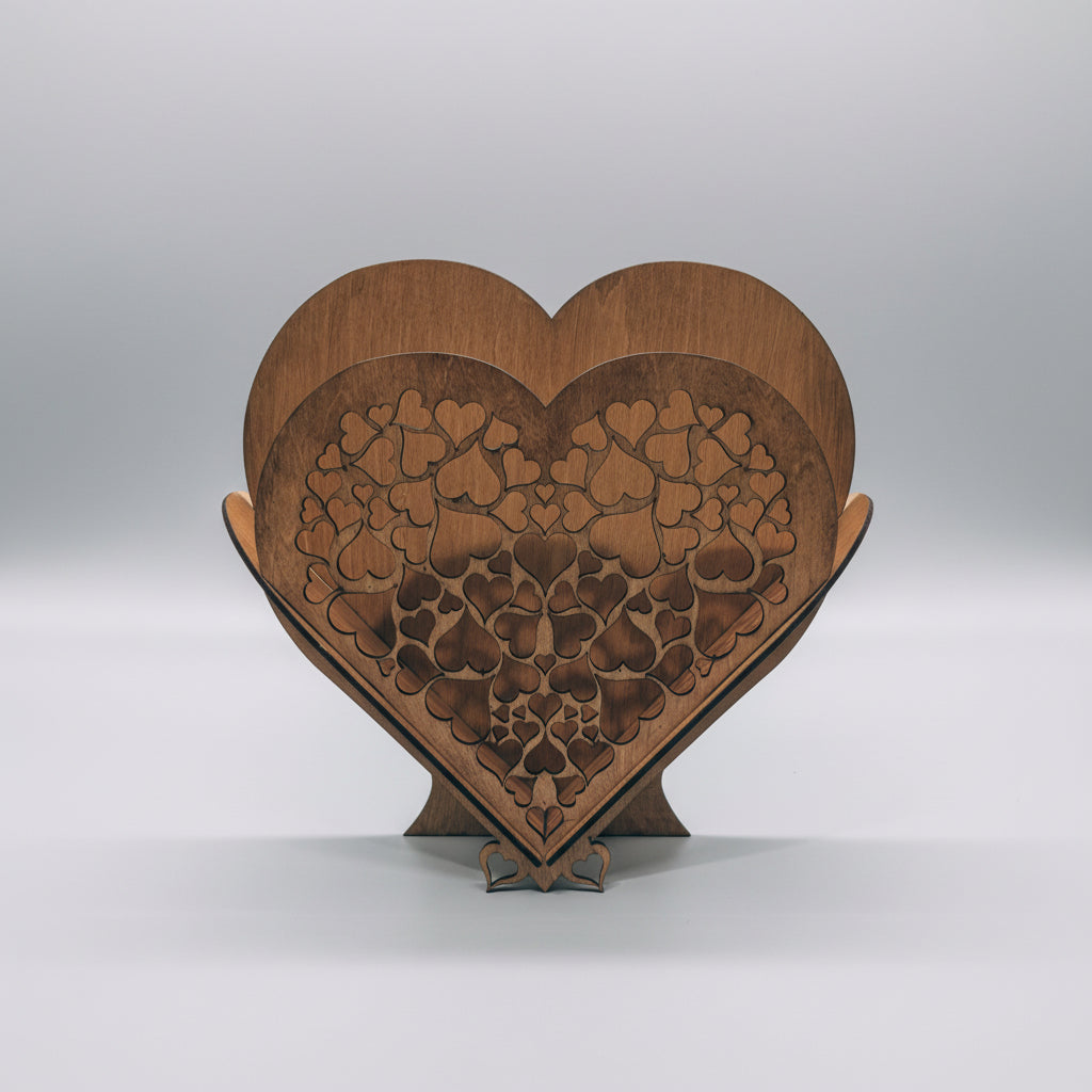 Laser Cut Heart Shaped Wooden Flower Holder | Handmade in UK