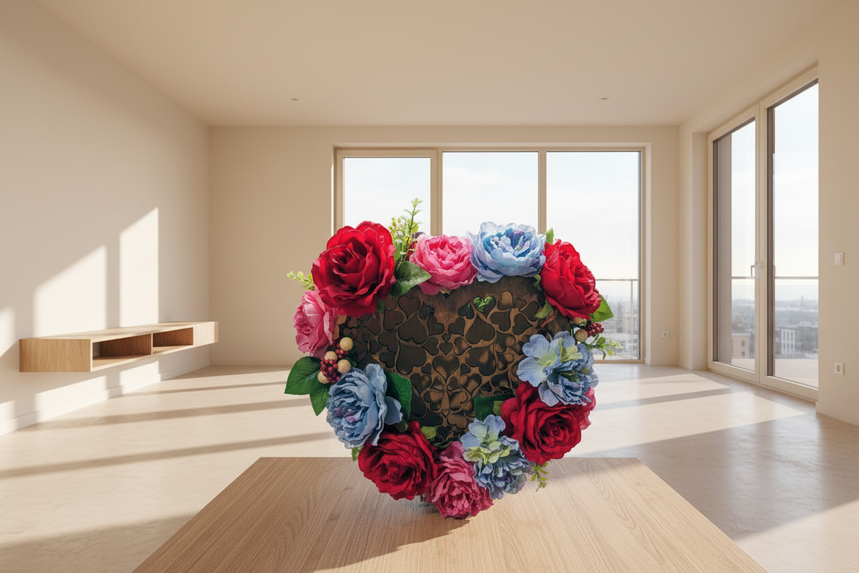 Laser Cut Heart Shaped Wooden Flower Holder | Handmade in UK