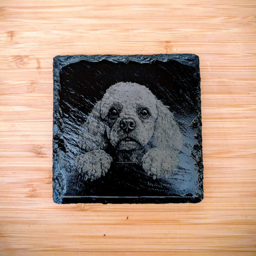 Dog Image Handmade Slate Square Coaster