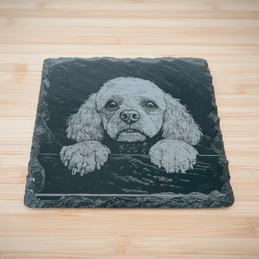 Dog Image Handmade Slate Square Coaster