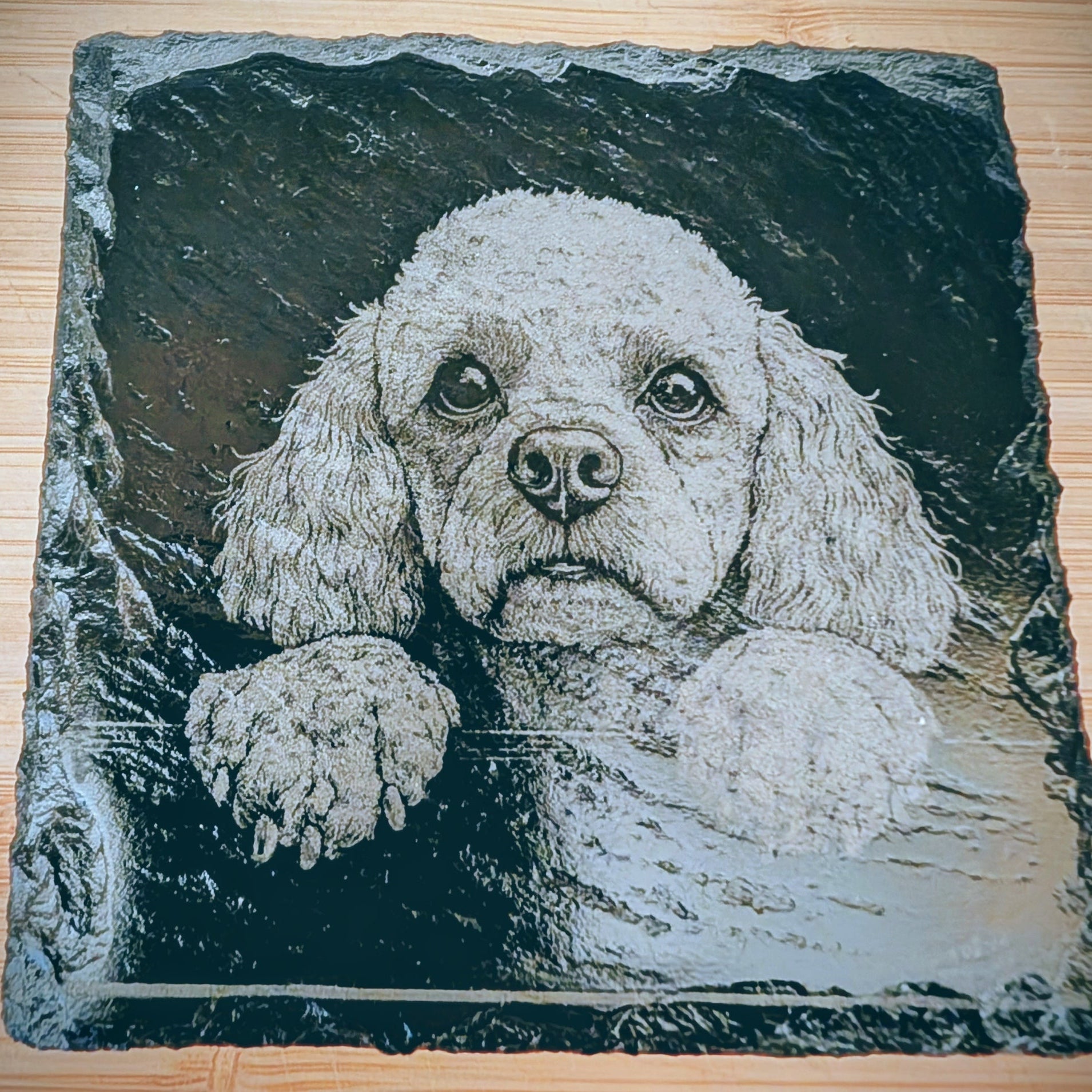 Dog Image Handmade Slate Square Coaster