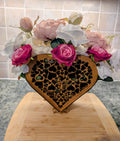 Laser Cut Heart Shaped Wooden Flower Holder | Handmade in UK