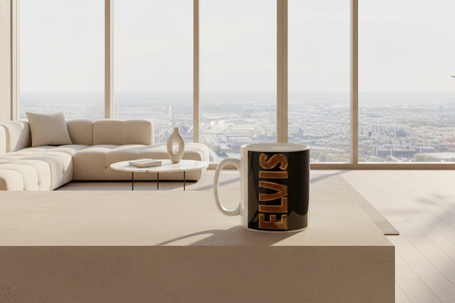 Elvis Presley Printed 11oz Mug | Heat Pressed Ceramic Coffee Cup | Rock ’n’ Roll Gift