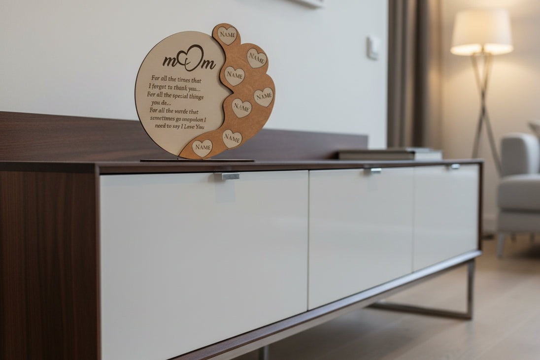 Mother’s Day Plaque – Handmade Laser Cut Wooden Plaque – Mum Gift from Children