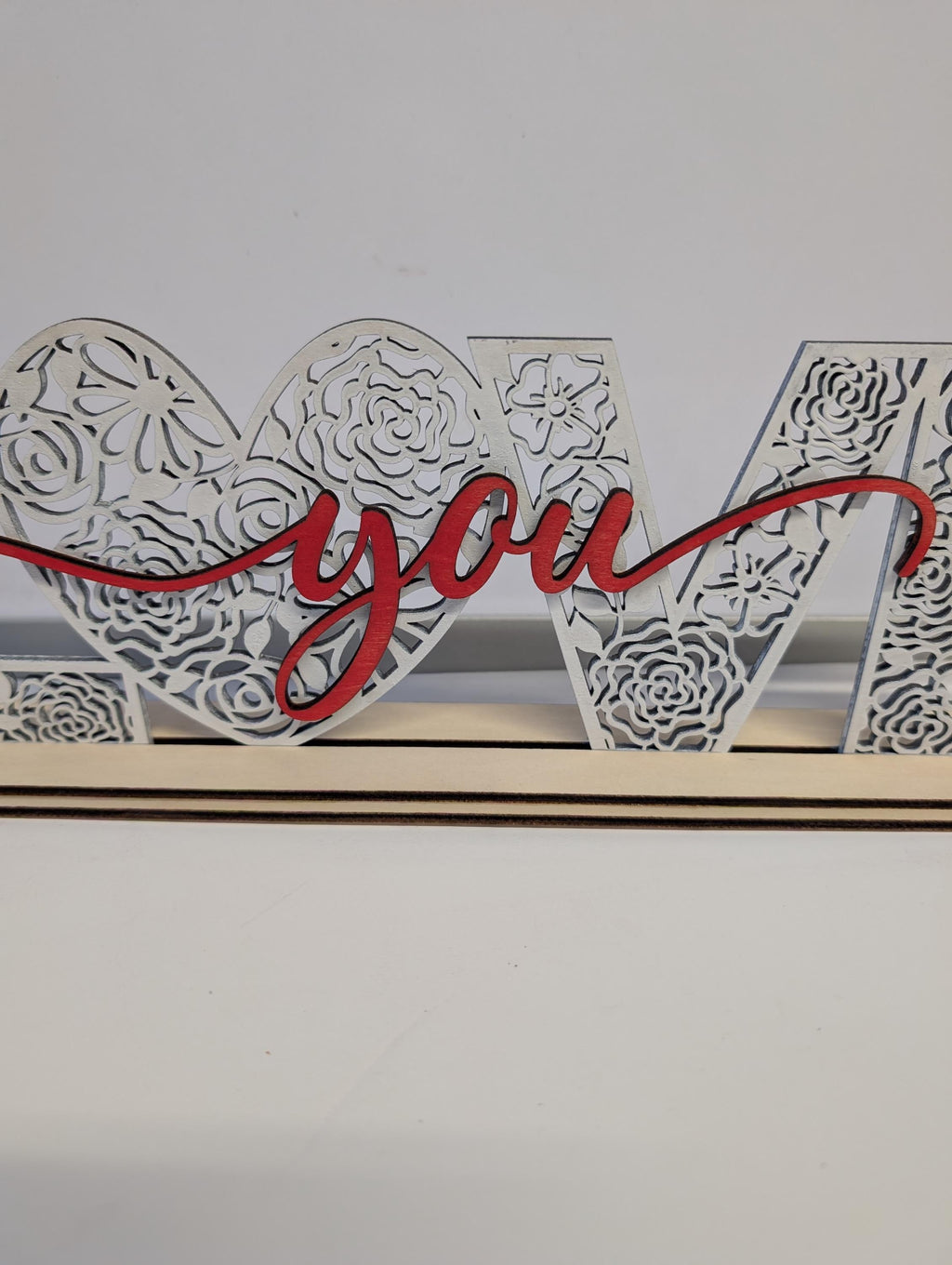 Laser Cut Love You Ornament – Handmade Wooden Anniversary Gift