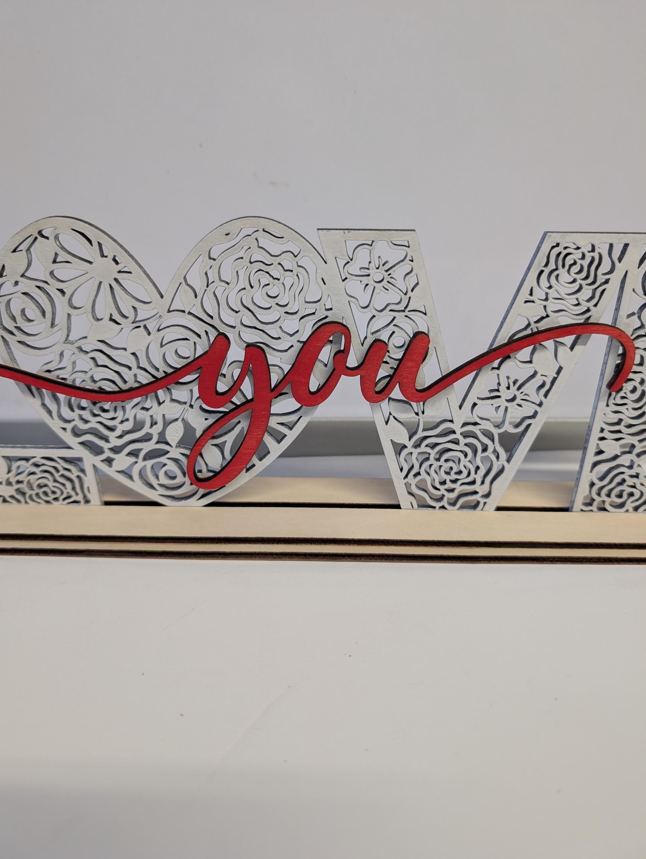 Laser Cut Love You Ornament – Handmade Wooden Anniversary Gift