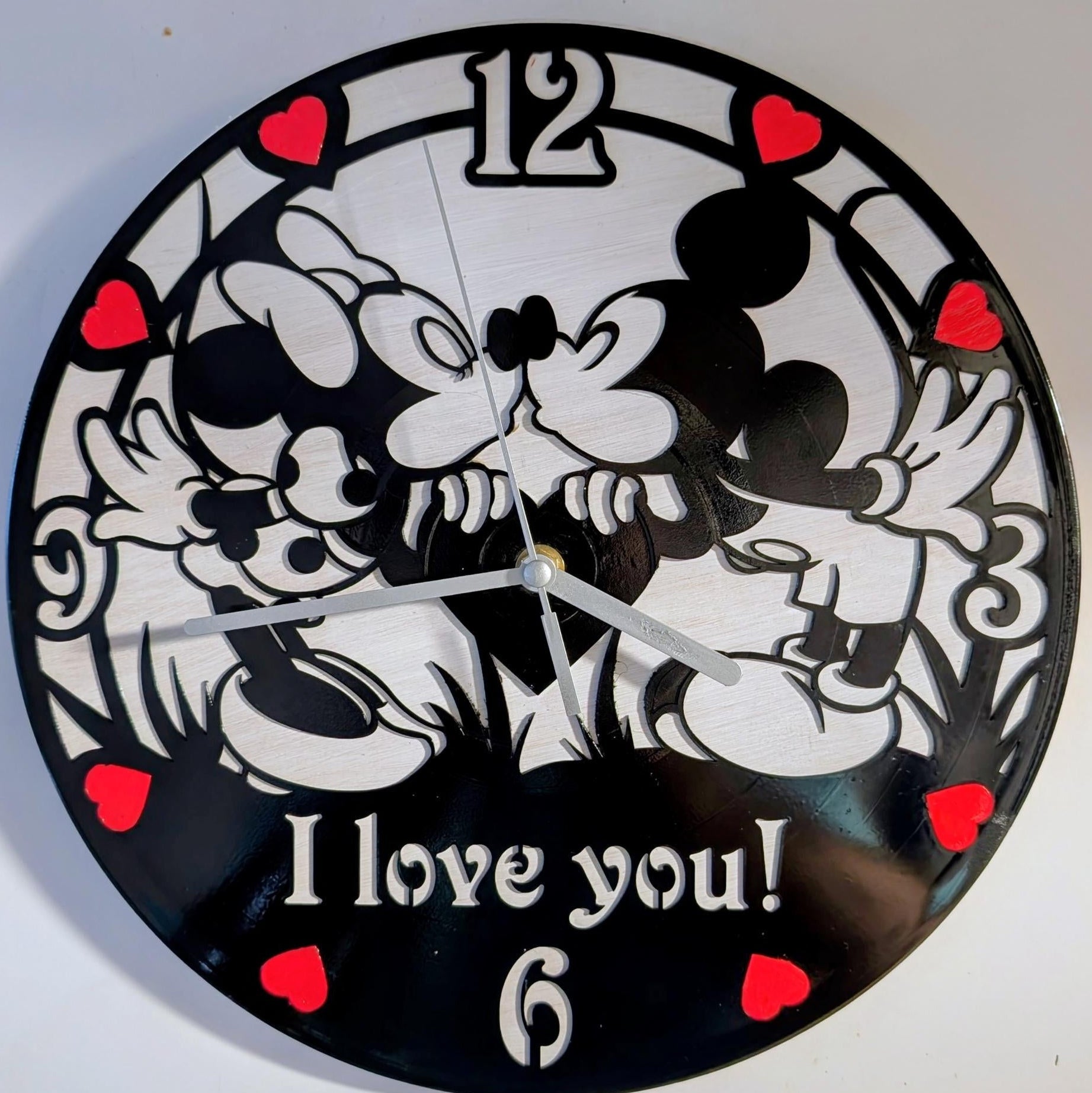Mouse Couple Inspired Valentine Wall Clock | Handmade Wooden Laser Cut Clock | Romantic Gift