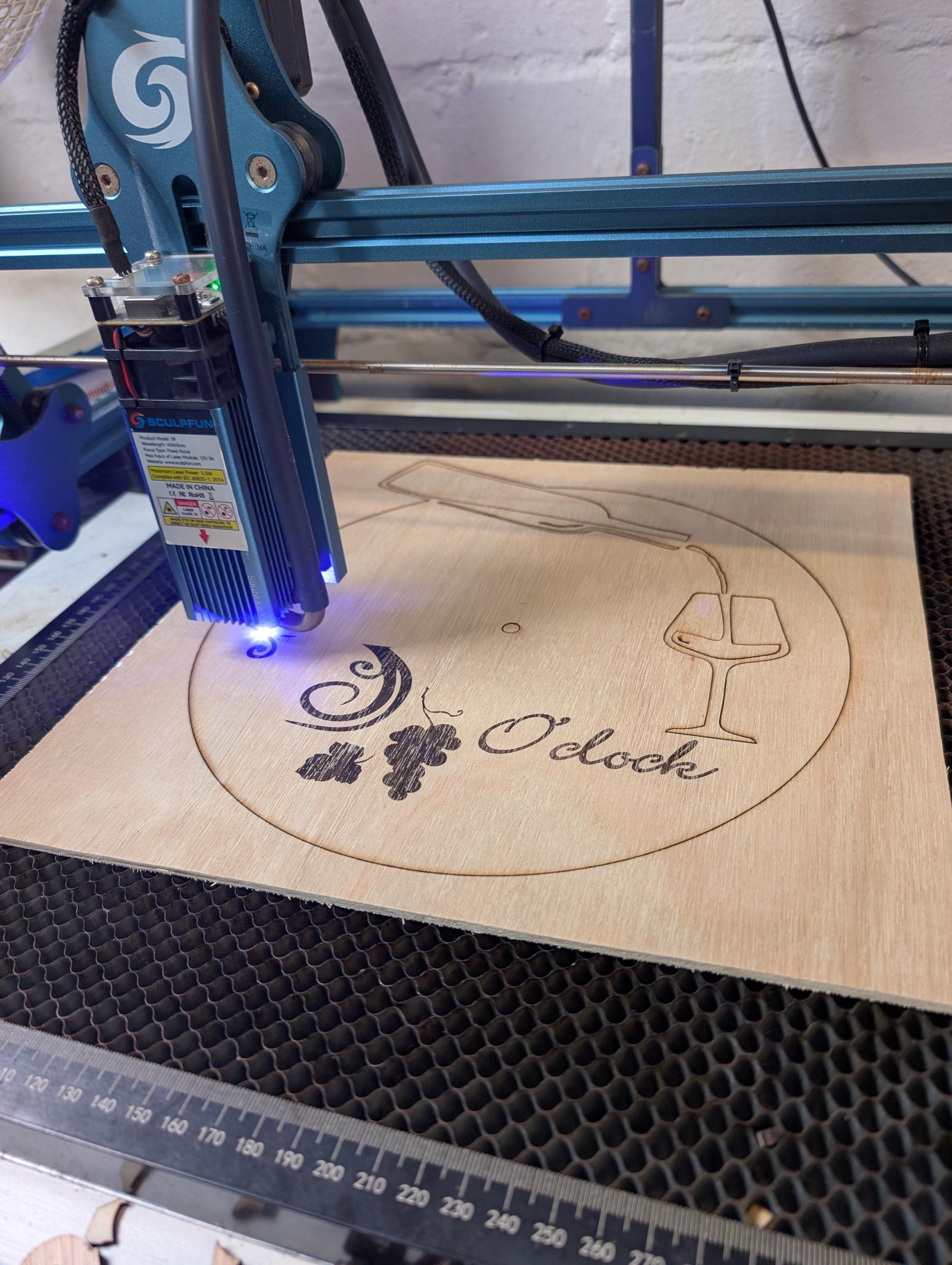 Wine O'Clock Wooden Wall Clock – Laser Cut Kitchen & Bar Decor