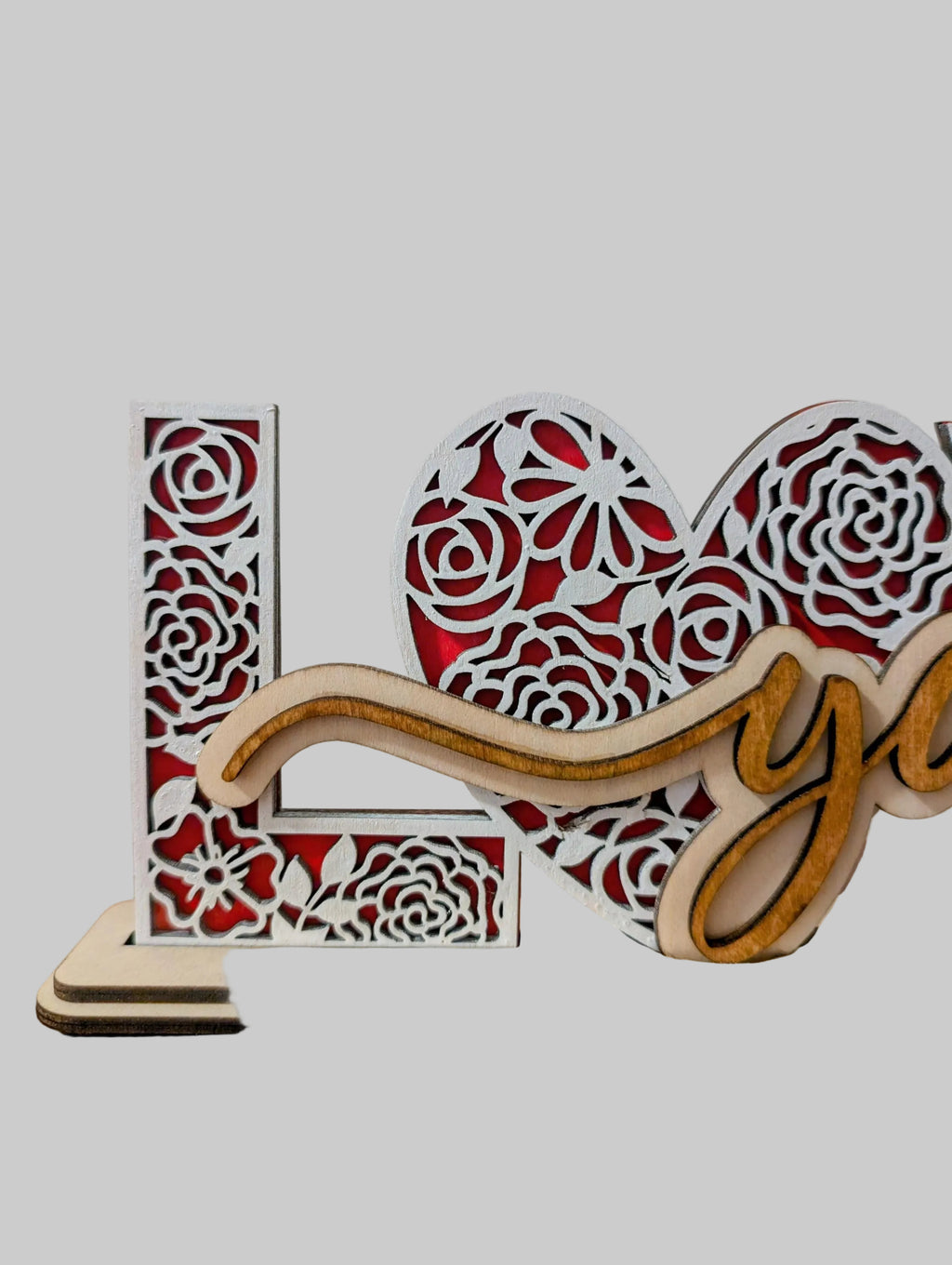 Love You Wooden Ornament | Handmade Laser Cut Wooden Decoration | Romantic Gift