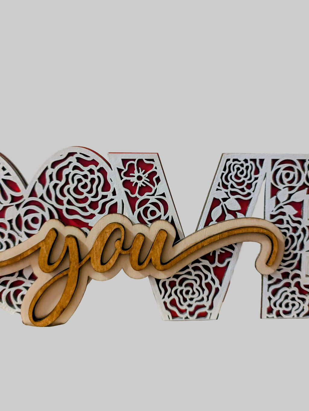 Love You Wooden Ornament | Handmade Laser Cut Wooden Decoration | Romantic Gift