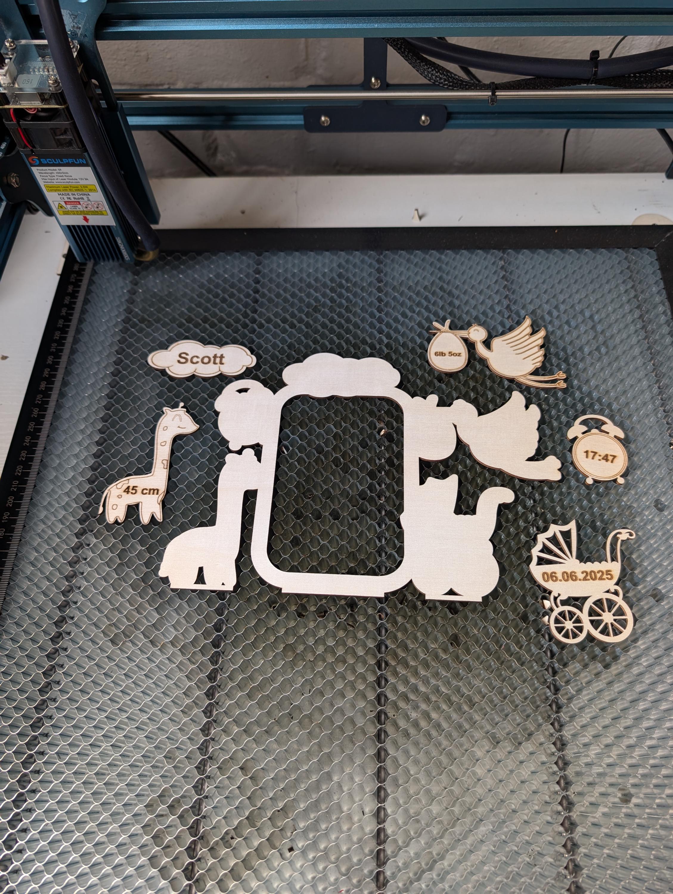 Personalized Baby Picture Frame – Laser Cut Wood, Newborn Keepsake