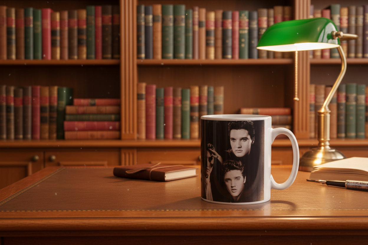 Elvis Presley Printed 11oz Mug | Heat Pressed Ceramic Coffee Cup | Rock ’n’ Roll Gift