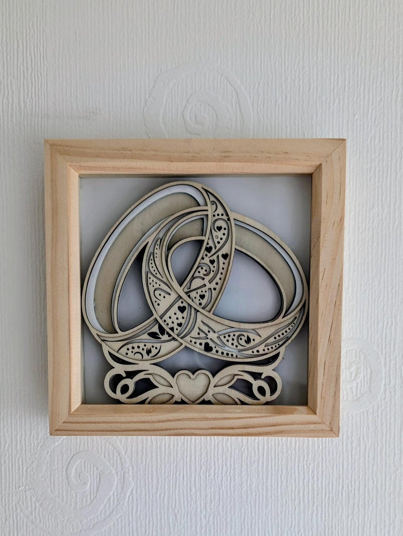 Laser Cut Wedding Ring Frame – Handmade Wooden Keepsake