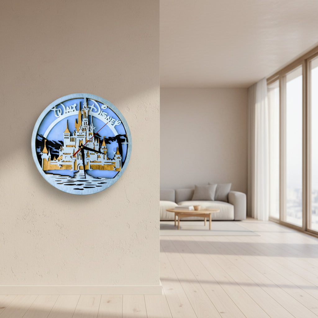 Handmade Disney-Inspired Castle Wooden Wall Clock