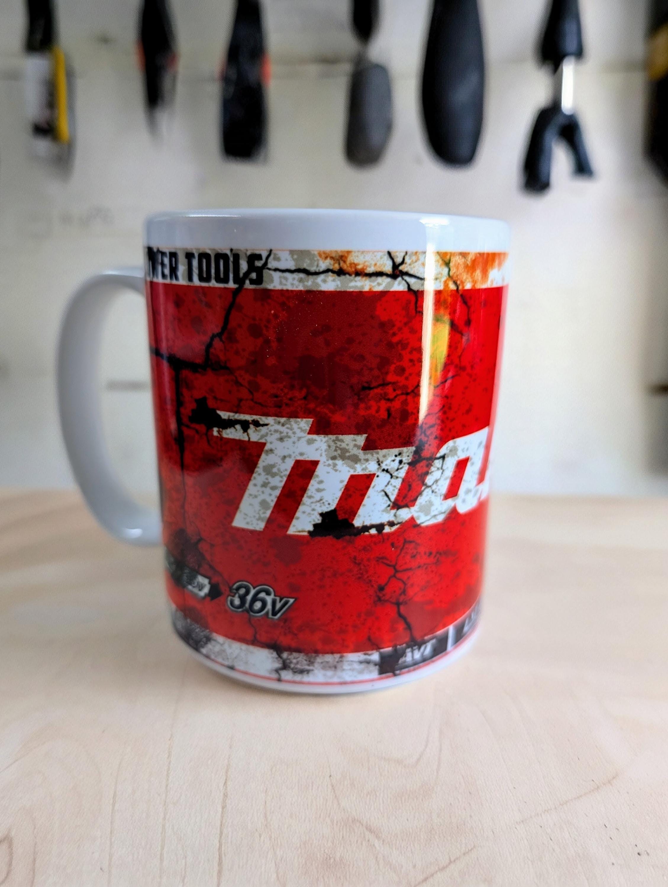 Red Makita Printed 11oz Mug | Tool-Inspired Coffee Cup | Heat Pressed Ceramic Mug | Tradesman Gift