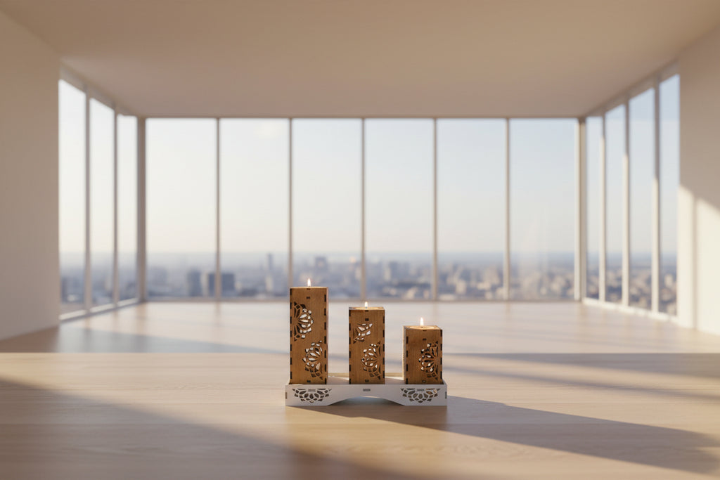 Handmade Laser Cut Wooden Tea Light Holders – Set of 3