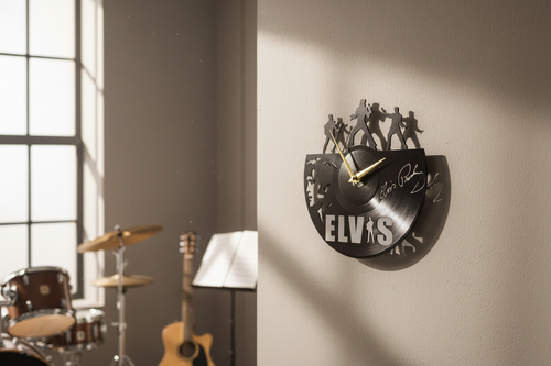 Elvis Presley Wooden Clock - Laser Cut Rock & Roll Wall Decor